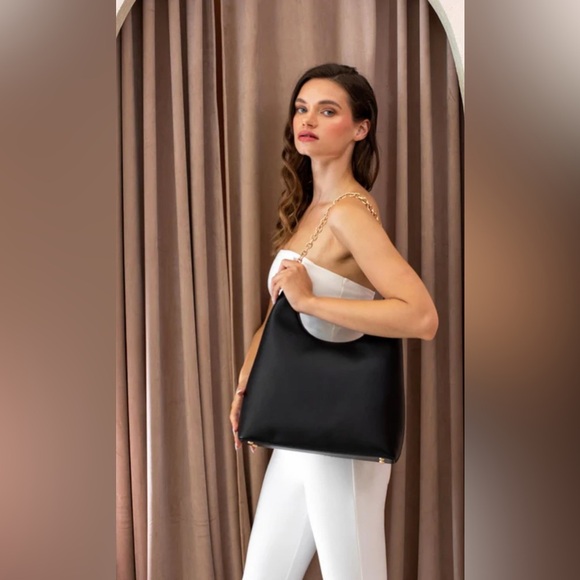 NWT new Anthropologie AOTA darcy faux leather shoulder bag crossbody black purse - Picture 15 of 16